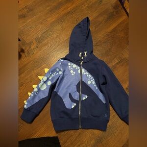 Joules Navy Hoodie with Dinosaur Design and Yellow Spikes